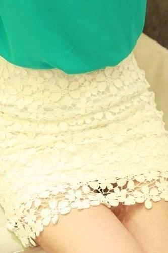 Fashion Nice Crochet Lace High Waist Mini Dress