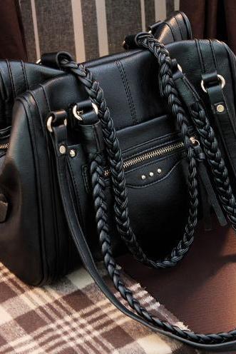 Retro Hand-woven With Handbag Shoulder Bag 