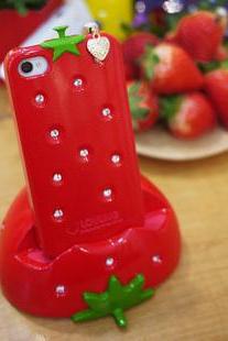 Sweet Strawberry Rhinestones Case For Iphone 4/4s