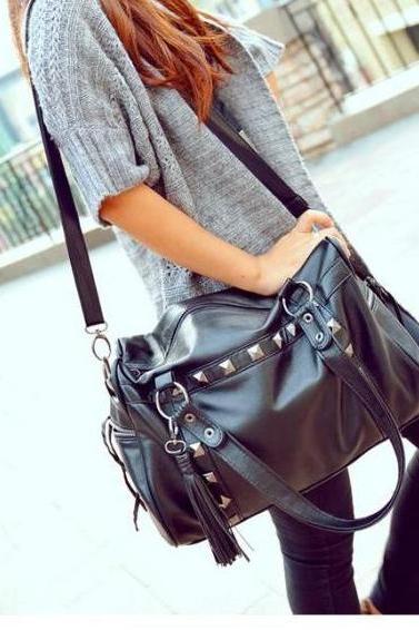 New Style Rivets Tassel Handbag Shoulder Bag