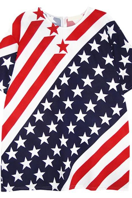 Unique American Flag Navy Short-Sleeved T-Shirt