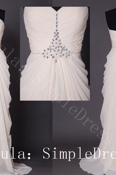 New cheap plus size modest white/Ivory Prom Dresses Bead sweeheart zipper or lace up Long Evening Part dress wedding dress custom dress