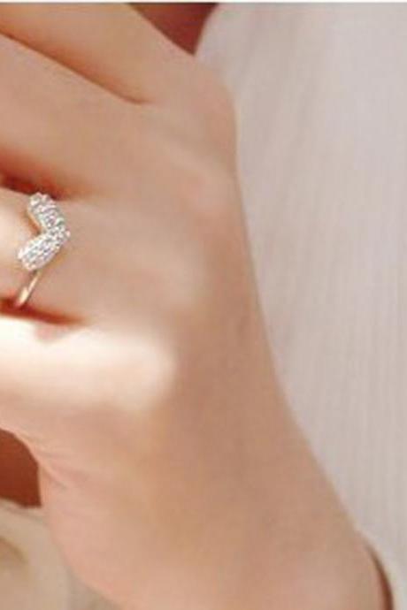 infinity full diamond heart-shaped opening ring