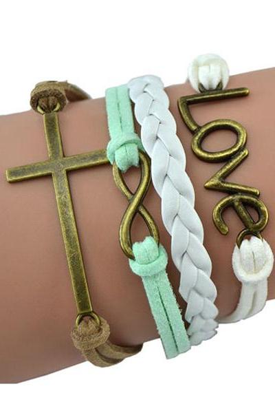 charm handmade Love 8 Word Cross bracelet friendship gift