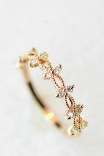 Simple Lace Rose Gold zircon ring