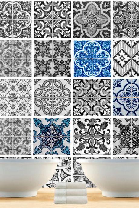 Tile Decal Stickers Patterns - DIY kitchen or bathroom makeover - stick on ceramic - Washable and Waterproof