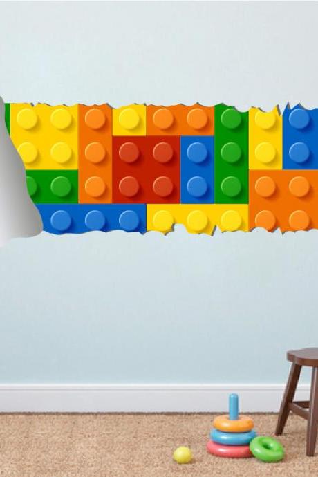 Lego Effect Style Torn Wall Decal Vinyl Sticker For Housewares Handmade And Designed Not Associated With Lego Brand