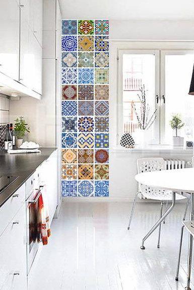 Tile Stickers Portuguese Modern Decor - Stick On Ceramic Tiles And Change To A Modern Decor (pack With 48)