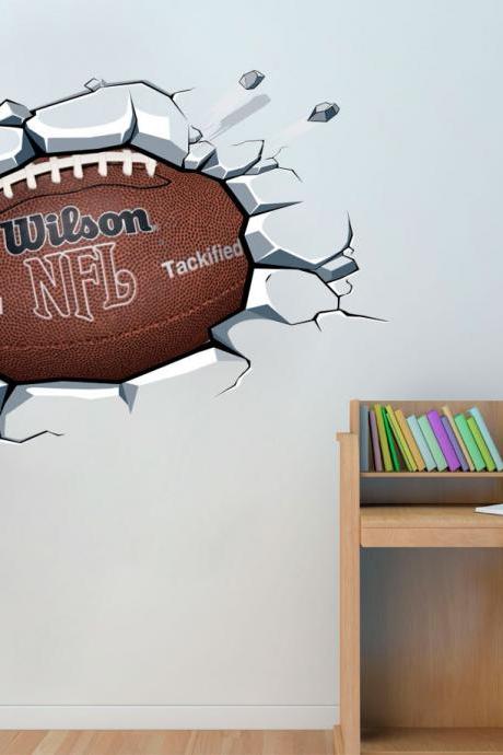 Football Ball on the Wall Decal NFL Superbowl Sticker for Boys Room Decor