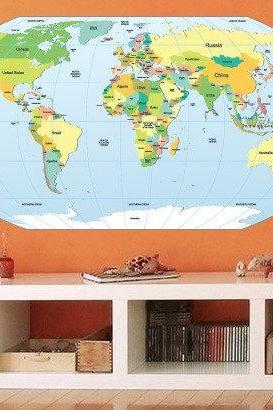 World Map Rounded Decal for Housewares