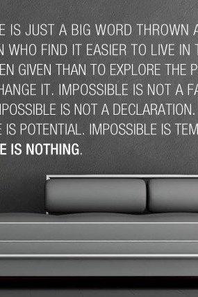 Impossible is Nothing decal for housewares - 94.5 x 35.4 inches