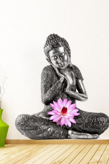 Buddha Zen Sticker Art Print Lotus Flower Decal for Asian Home Decoration