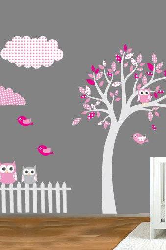 Pattern Tree Owl Sticker Nursery Decal For Housewares