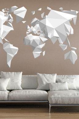 Origami World Map Sticker Decal for Modern Homes Wall Decoration Origami Design