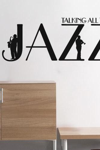 Wall Decal Quotes - Jazz Art Quote Decal Talking About Jazz Music Text Sticker for Housewares
