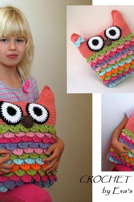 Crochet owl pillow pattern, PDF crochet pattern, owl pillow, owl soft toy pattern DIY tutorial