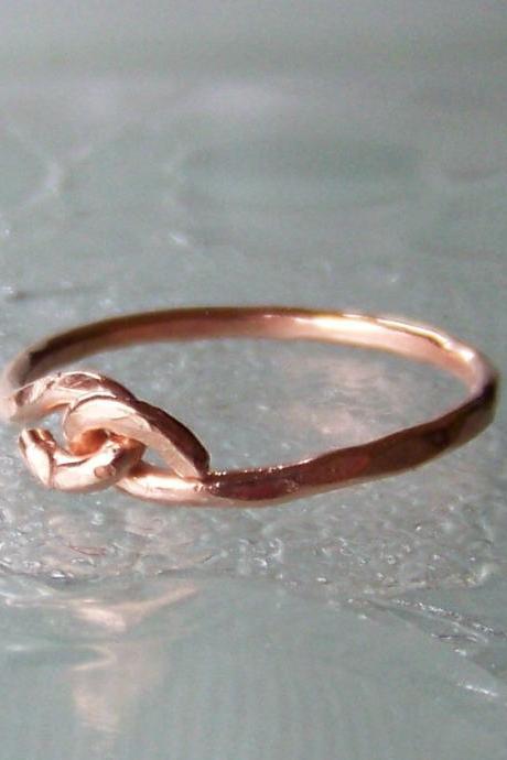 Ring Sz 10 - Infinity Love Knot Wire Wrapped Hammered Copper
