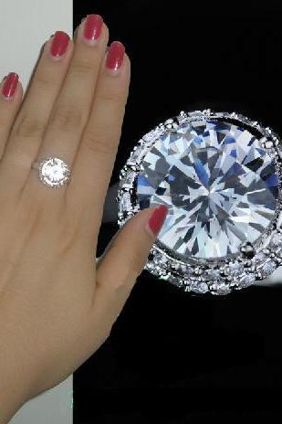 platinum ten heart ten arrows Swiss diamond micro inlaid CZ extravagant wedding ring us size 5-8