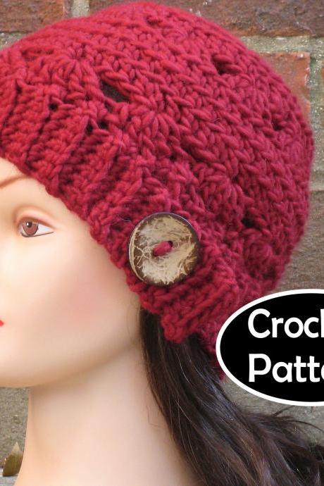 CROCHET HAT PATTERN - Ada Cloche Beanie Hat Chunky Fall Winter
