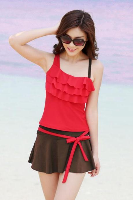 2014 New Sweet Beautiful Falbala Swimsuit Bikini 