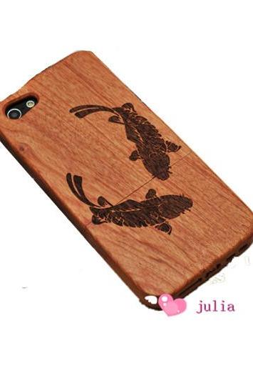 Fish Wood Case Bamboo Case Iphone 4/4s/5/5s/5c,samsung S3/s4 Case, Samsung Note 2/note 3 Case