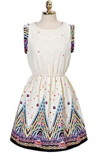 Star Style Round Neck Chiffon Dress for Summer