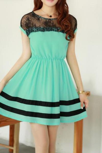 Slim Chiffon Dress Lace Stitching26 A 082006