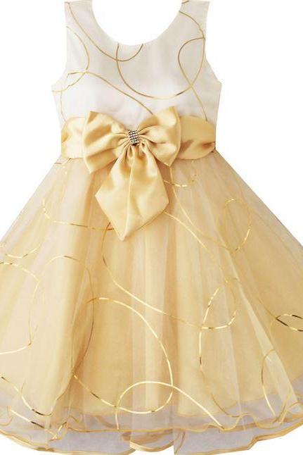 Golden Yellow Toddler Girls Wedding Outfit-Flower Girls Wedding Outfit for Little Girls-Golden Yellow Lace Dress