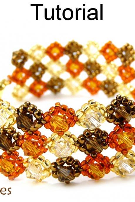 Beading Tutorial Pattern Bracelet - Crystal Right Angle Weave RAW - Simple Bead Patterns - 45 Degrees #6306