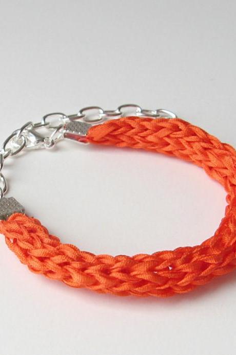 Neon Orange Silk Bracelet