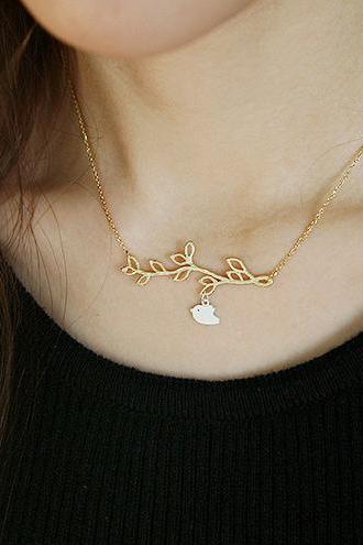 bird leaves necklace clavicular short chain necklace