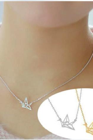 Origami necklace clavicular short chain necklace