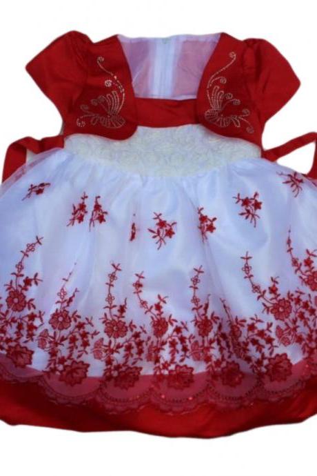 4T Girls Red Dress 3D Flower Tutu Balloon Princess Party Bow Formal 4T Dress