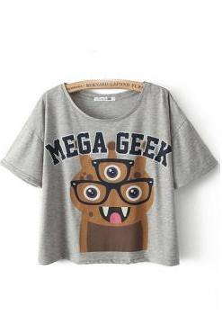 Cute Geek Printed T-shirt