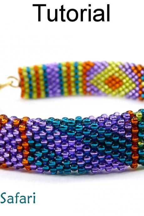 Beading Tutorial Pattern Bracelet - Brick Stitch - Simple Bead Patterns - Summer Safari #6519