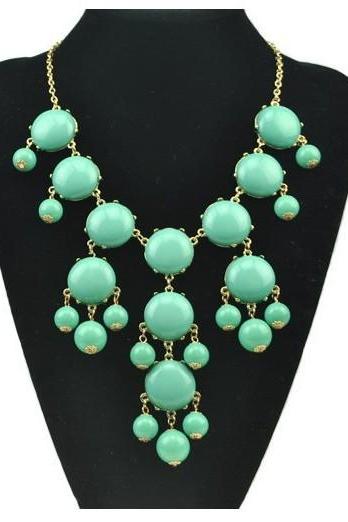Handmade Bubble Necklace - Bib Necklace Candy fluorescence Gemstone Beads necklace