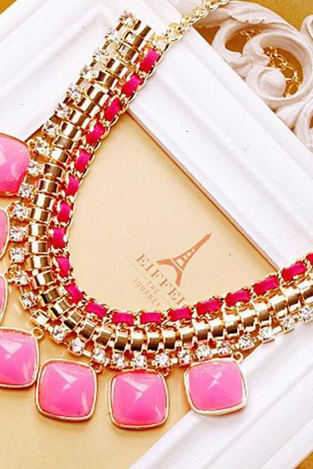 Luxury Fluorescent color diamond necklace Chrismas Gift Jewelry