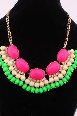 Fluorescent color diamond necklace sweet temperament all-match choker