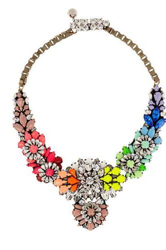 Rainbow Coloured Flower Gem Crystal Embedded Necklace 