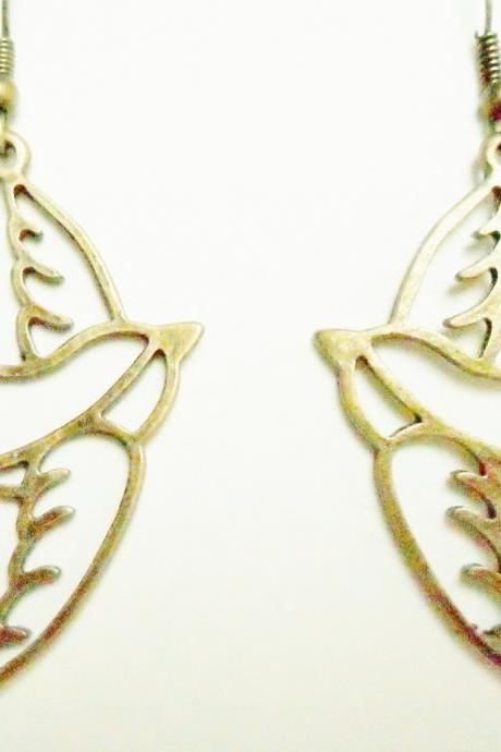 Swallow Earrings in Antique Bronze Big & Bold Statement Tattoo Sailor Mockingjay