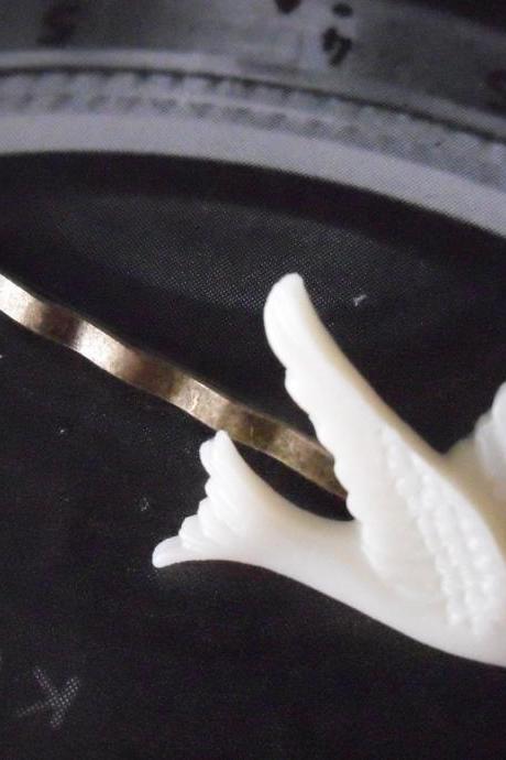 Ivory Cream Swallow on an Antique Bronze Bobby Pin