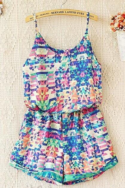 Geometric Print Jumpsuit Qz704ef