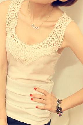 Summer Hollow Crocheted Lace Tank Top 2014, Lace Top 2014, Top, Tops