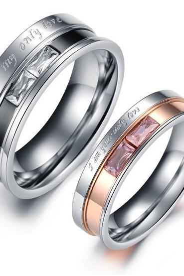 You Are My Love - Titanium Matching Couple Ring Band Set (avail Sizes 5 Thru 10)