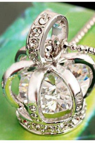Fashion ten carat zircon necklace full diamond crown super flash drilling sweater Necklace