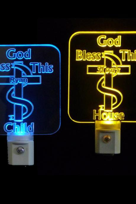 Personalized Christian Cross LED Night Light