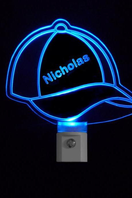 Kids Personalized Baseball Cap LED Night Light with Name