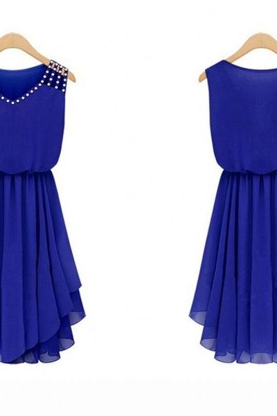 2014 Fashion Rhinestone Pearl Chiffon Dress (2 colors)
