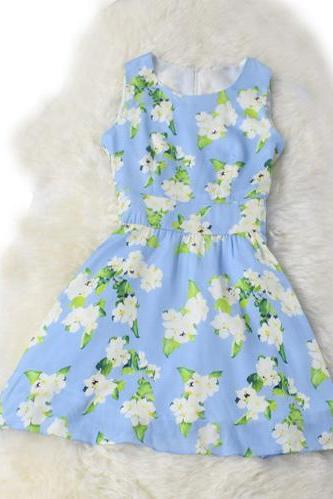Slim Printing Stitching Sleeveless Dress Ax071201ax