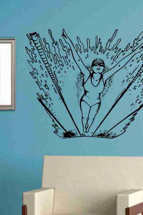 Girl Swimming A Race Vinyl Wall Decal Sticker Wall Art Graphic